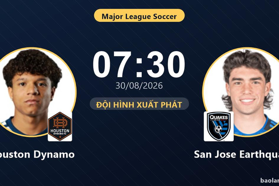 Trực tiếp Houston Dynamo vs San Jose Earthquakes: San Jose Earthquakes áp đảo quyền kiểm soát, chưa có bàn thắng