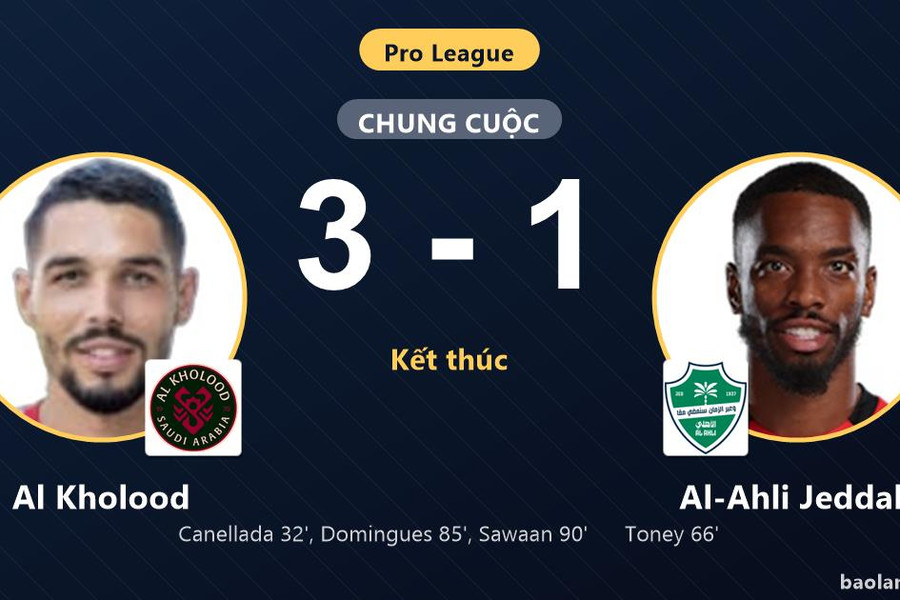 Hạ gục Al-Ahli Jeddah 3-1, Al Kholood vươn lên nhóm giữa bảng xếp hạng Pro League