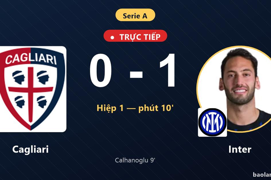 Trực tiếp Cagliari vs Inter: Hiệp 2 bắt đầu, Inter dẫn 1-0