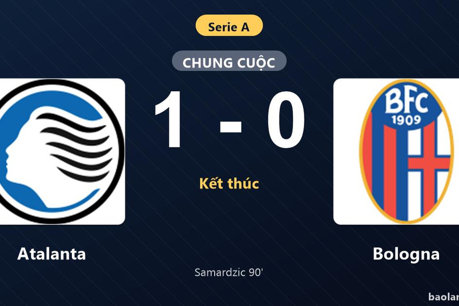 Thống kê trận đấu Atalanta 1-0 Bologna: L. Samardzic tỏa sáng, Atalanta giành trọn 3 điểm