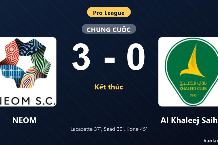 Thống kê trận đấu NEOM 3-0 Al Khaleej Saihat: NEOM thắng đậm thuyết phục