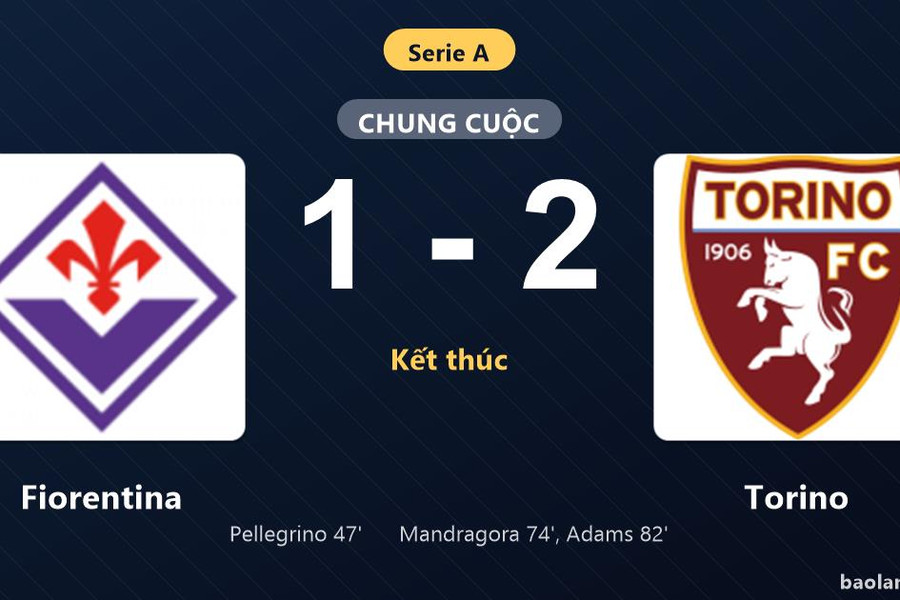 Thống kê trận đấu Fiorentina 1-2 Torino: Torino ngược dòng ngoạn mục
