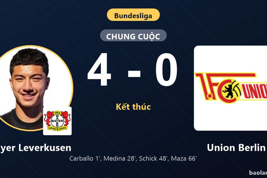 Vùi dập Union Berlin 4-0, Bayer Leverkusen khẳng định sức mạnh trên sân BayArena