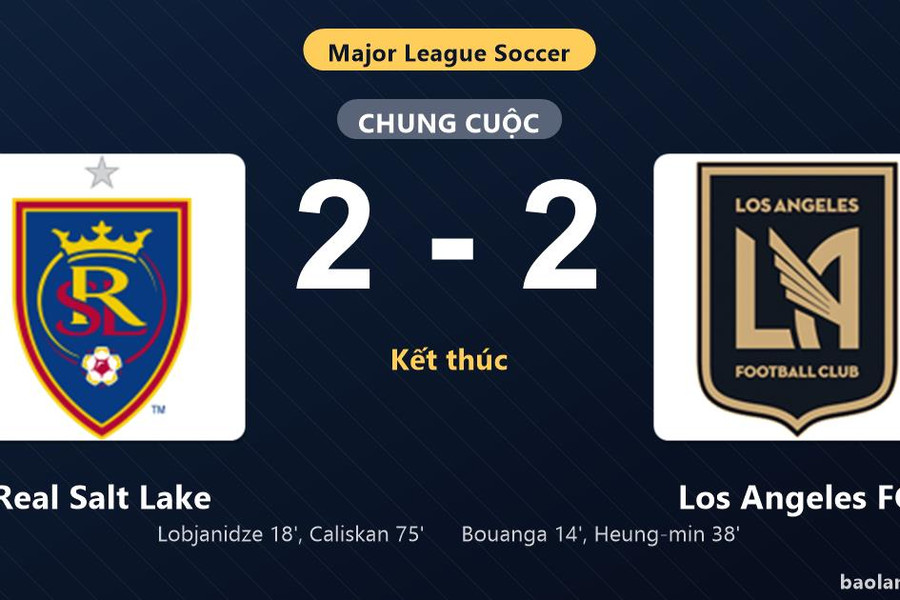 Thống kê trận đấu Real Salt Lake 2-2 Los Angeles FC: Màn rượt đuổi tỷ số mãn nhãn