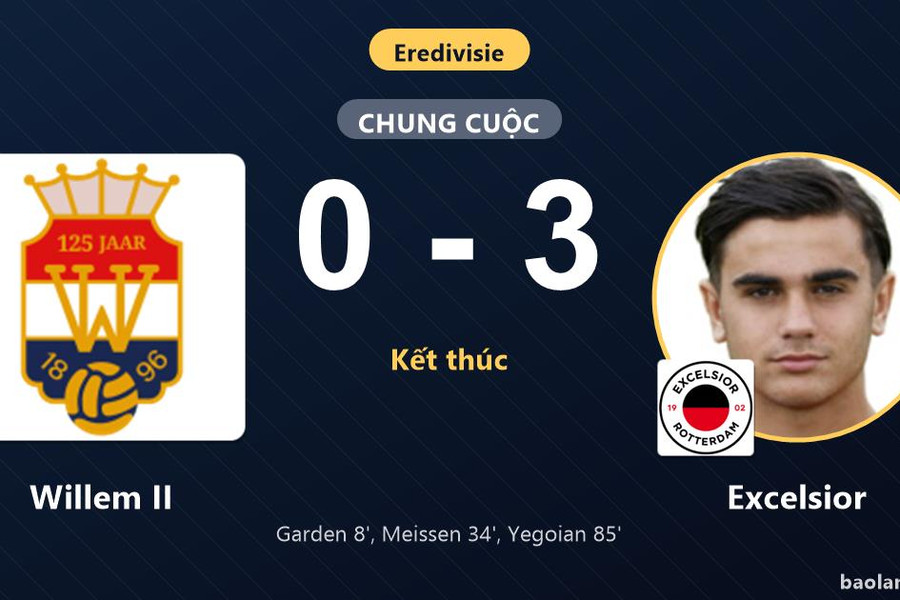 Đè bẹp Willem II 0-3, Excelsior vươn lên thứ 8 khiến chủ nhà lún sâu nhóm cuối
