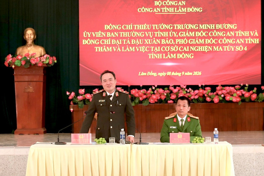 Lãnh đạo Công an tỉnh thăm, làm việc tại Cơ sở cai nghiện ma túy số 4