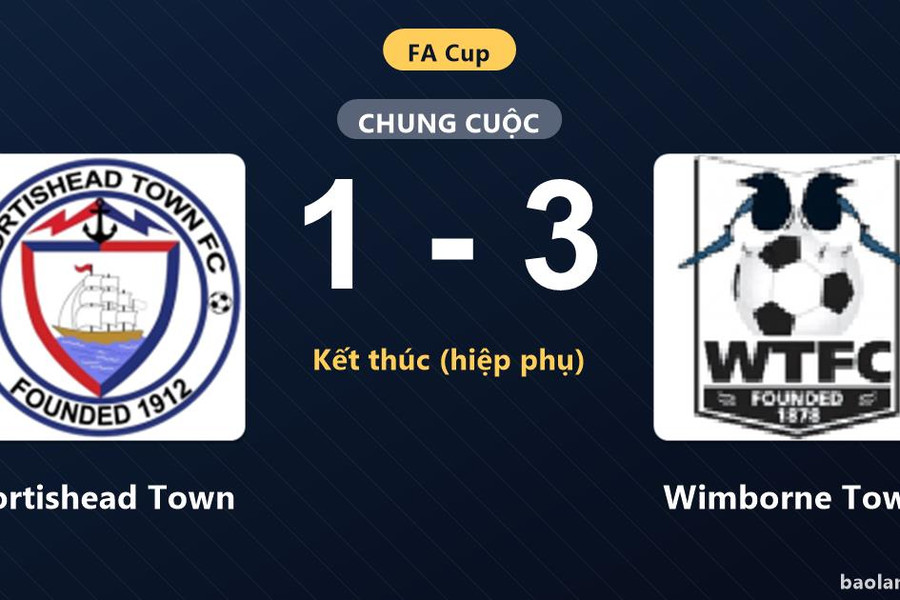 Hạ Portishead Town 1-3, Wimborne Town gieo sầu cho đội chủ nhà tại FA Cup