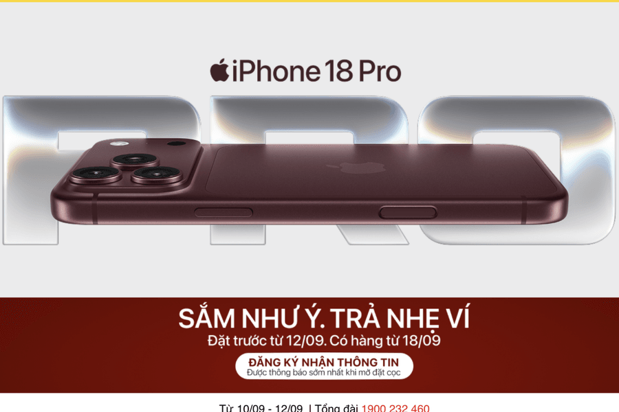 iPhone 18 Pro và Pro Max mở đặt trước tại Việt Nam: Nâng cấp chip A20 Pro cùng camera mới