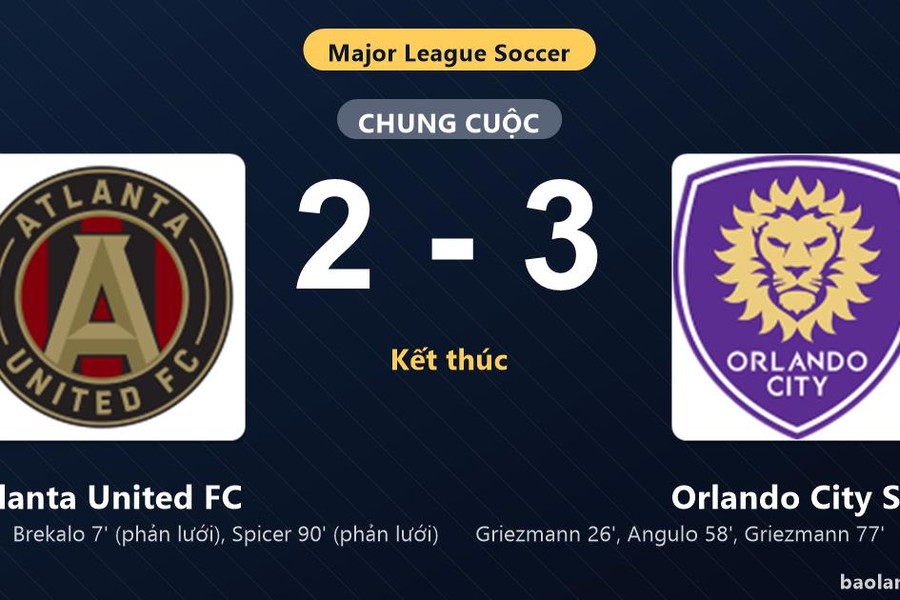 Thống kê trận đấu Atlanta United FC 2-3 Orlando City SC: Orlando City SC ngược dòng ngoạn mục