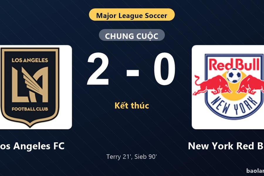 Thống kê trận đấu Los Angeles FC 2-0 New York Red Bulls: Armindo Sieb tỏa sáng, Los Angeles FC giành trọn 3 điểm