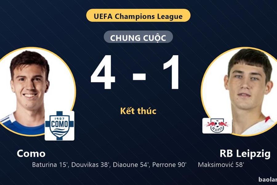 Vùi dập RB Leipzig, Como thăng hoa khiến đại diện nước Đức choáng váng