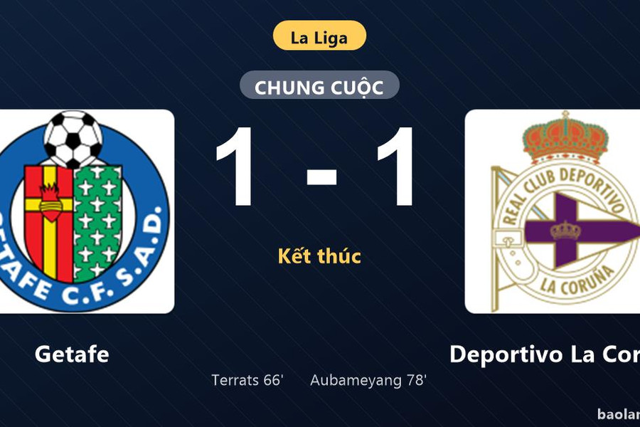 Thống kê trận đấu Getafe 1-1 Deportivo La Coruna: Hai đội chia điểm