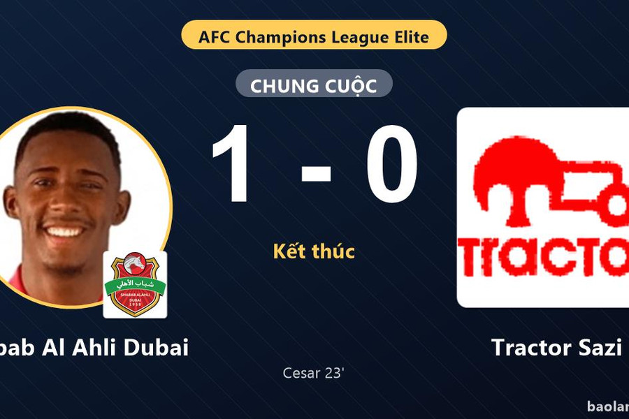 Vượt qua Tractor Sazi, Shabab Al Ahli Dubai khởi đầu thuận lợi còn đối thủ trắng tay